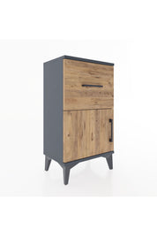 Arges Komodin Tek Raflı Tek Çekmeceli Tek Kapaklı 44x30x80 Antrasit-Çam