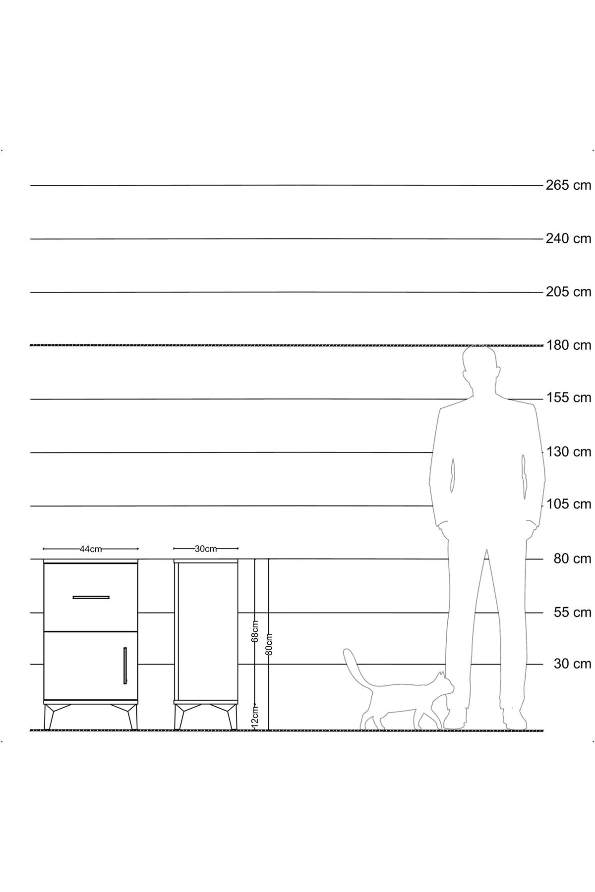 Arges Komodin Tek Raflı Tek Çekmeceli Tek Kapaklı 44x30x80 Çam-Aytaşı