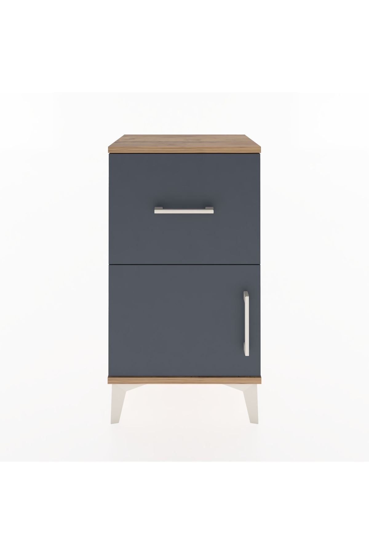 Arges Komodin Tek Raflı Tek Çekmeceli Tek Kapaklı 44x30x80 Çam-Antrasit