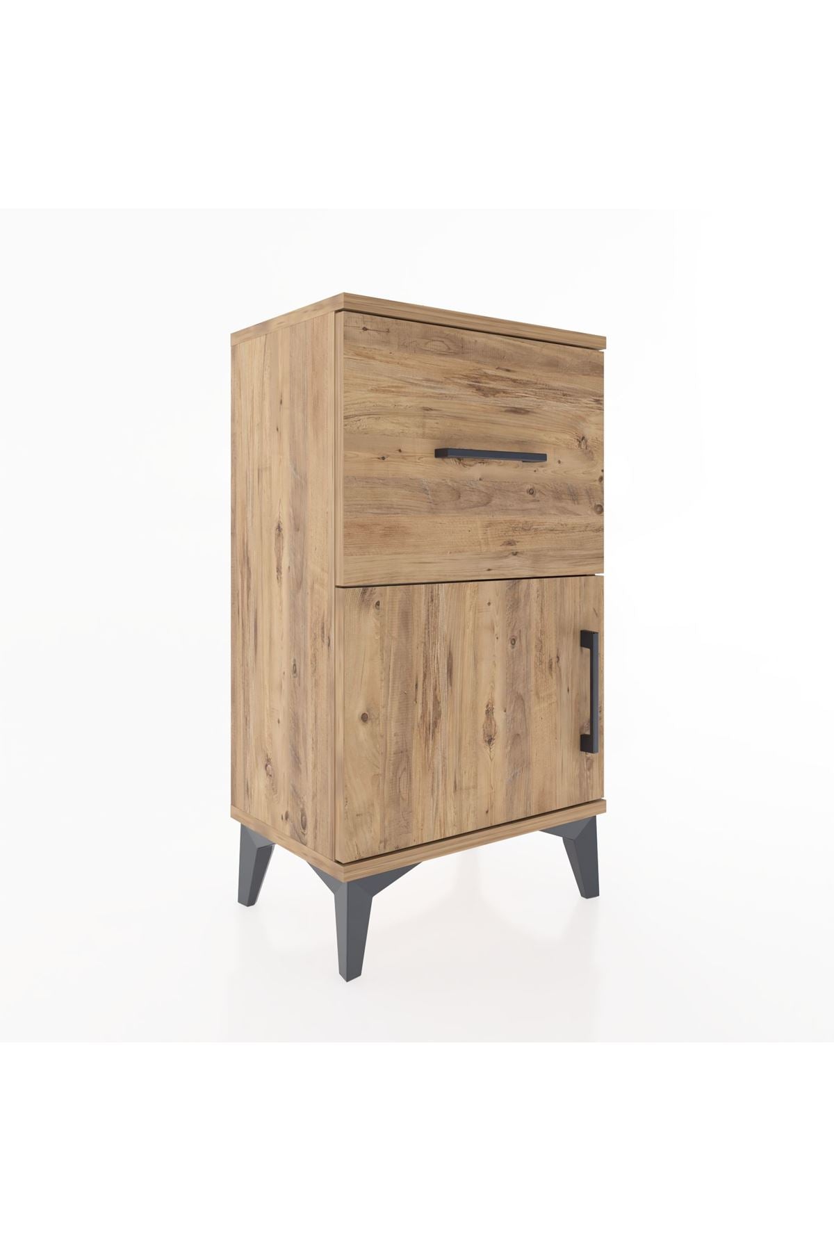 Arges Komodin Tek Raflı Tek Çekmeceli Tek Kapaklı 44x30x80 Çam-Çam