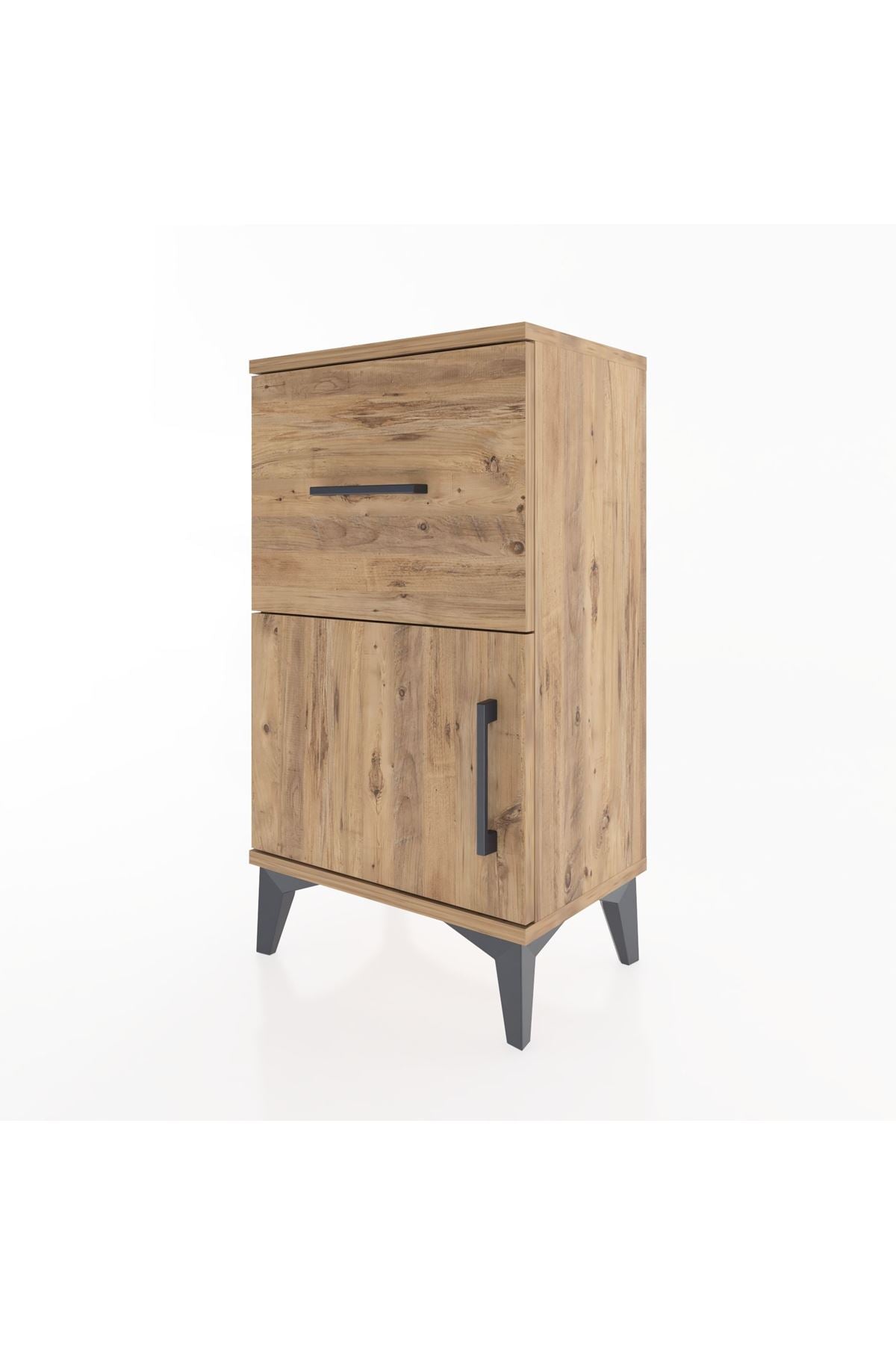 Arges Komodin Tek Raflı Tek Çekmeceli Tek Kapaklı 44x30x80 Çam-Çam