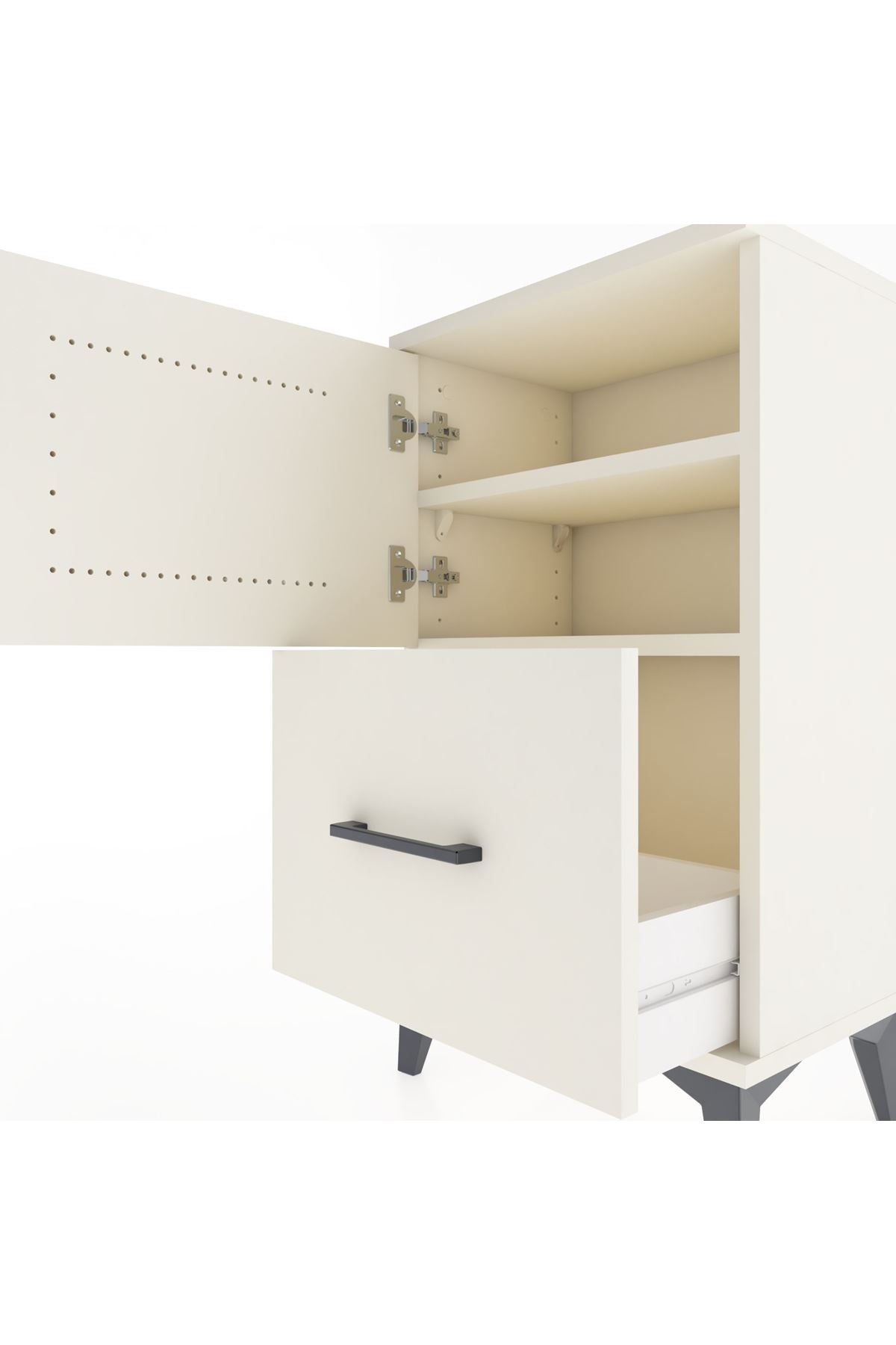 Arges Komodin 2 Raflı Tek Çekmeceli Tek Kapaklı 44x30x80 Aytaşı-Aytaşı