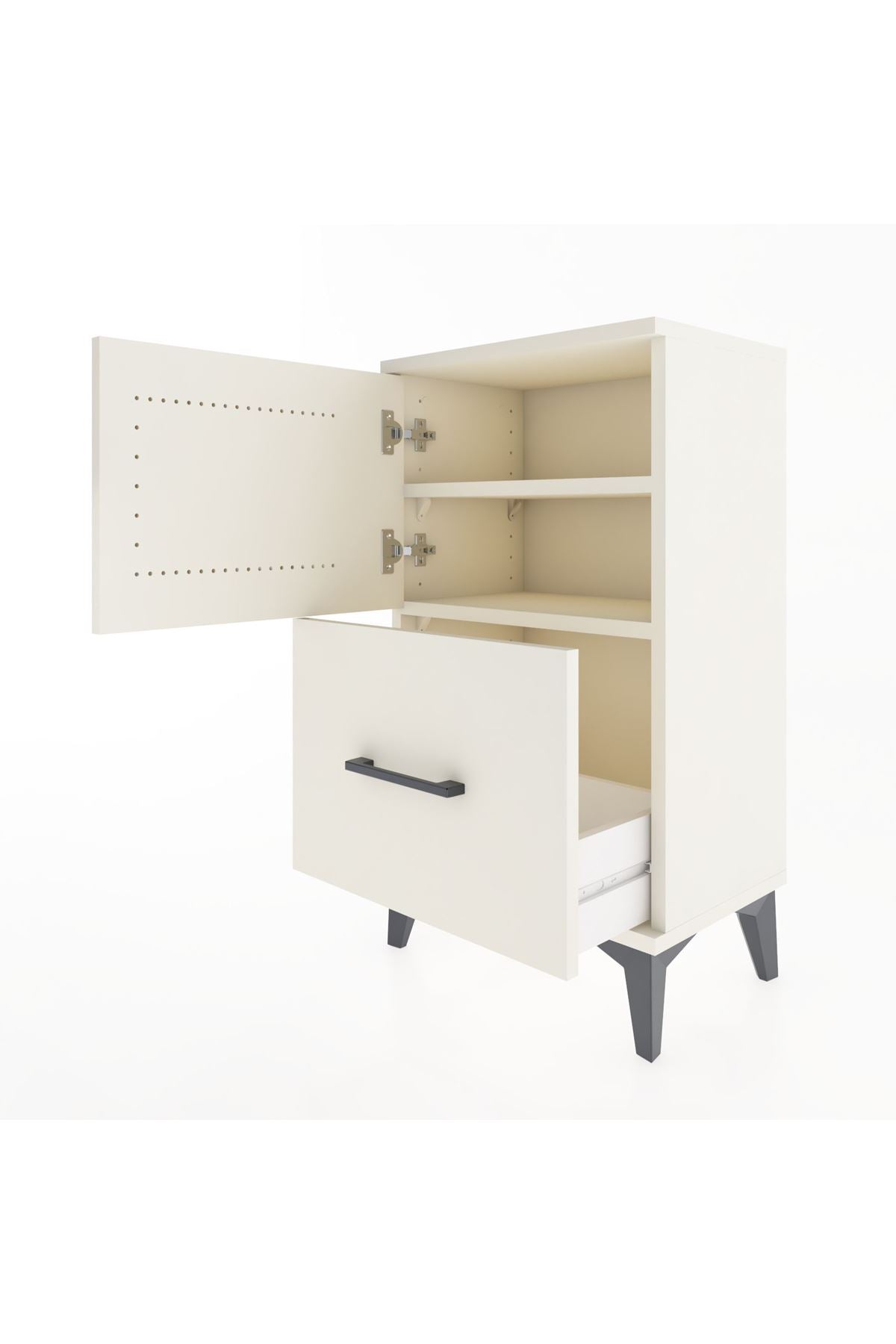 Arges Komodin 2 Raflı Tek Çekmeceli Tek Kapaklı 44x30x80 Aytaşı-Aytaşı