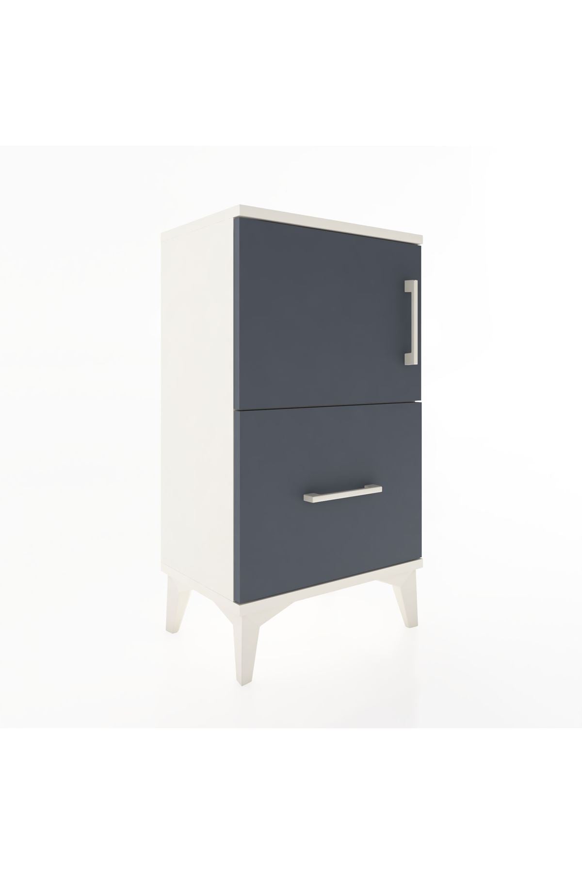 Arges Komodin 2 Raflı Tek Çekmeceli Tek Kapaklı 44x30x80 Aytaşı-Antrasit