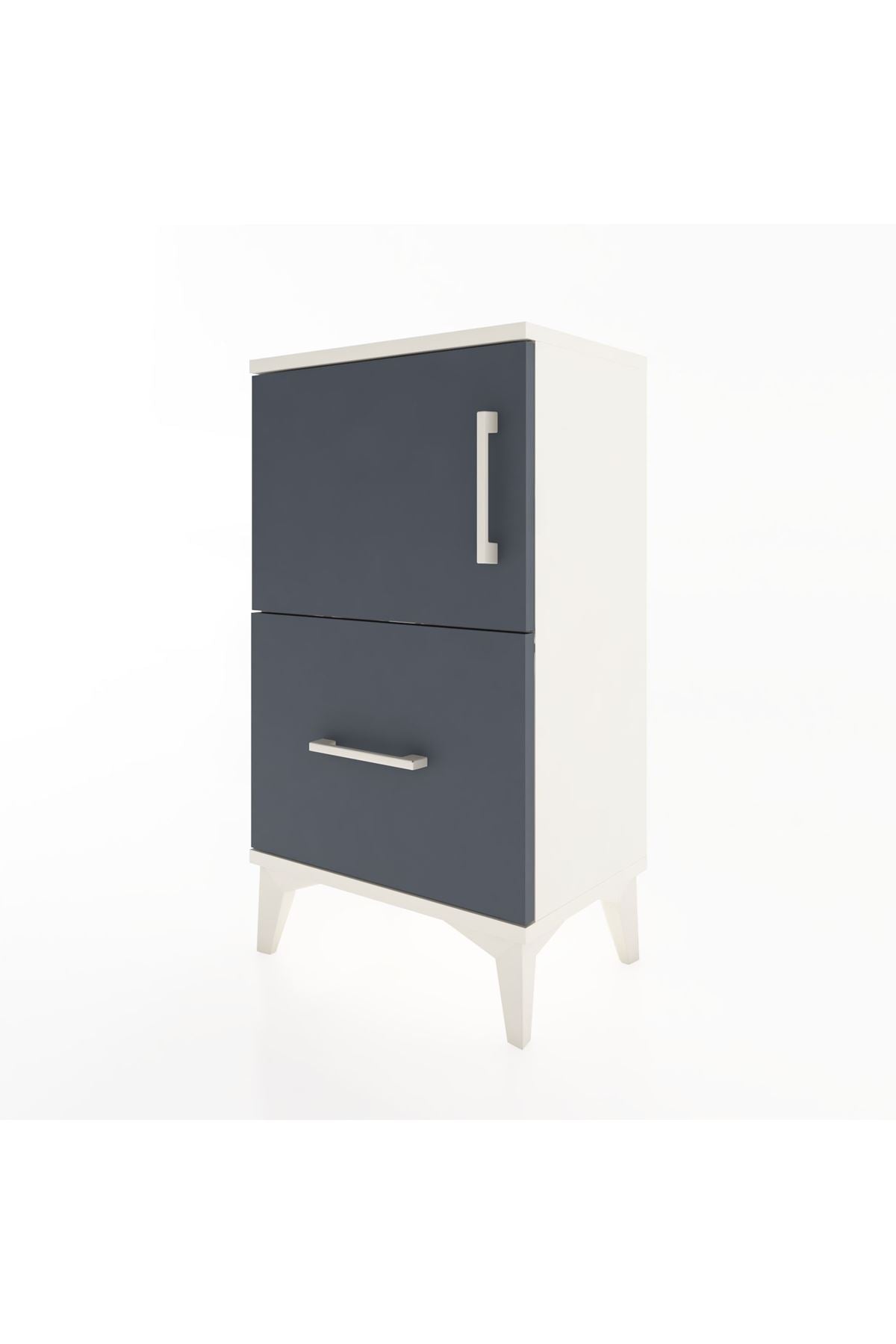 Arges Komodin 2 Raflı Tek Çekmeceli Tek Kapaklı 44x30x80 Aytaşı-Antrasit