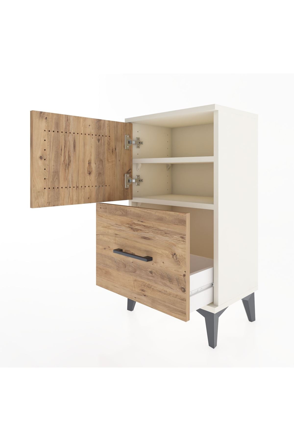 Arges Komodin 2 Raflı Tek Çekmeceli Tek Kapaklı 44x30x80 Aytaşı-Çam