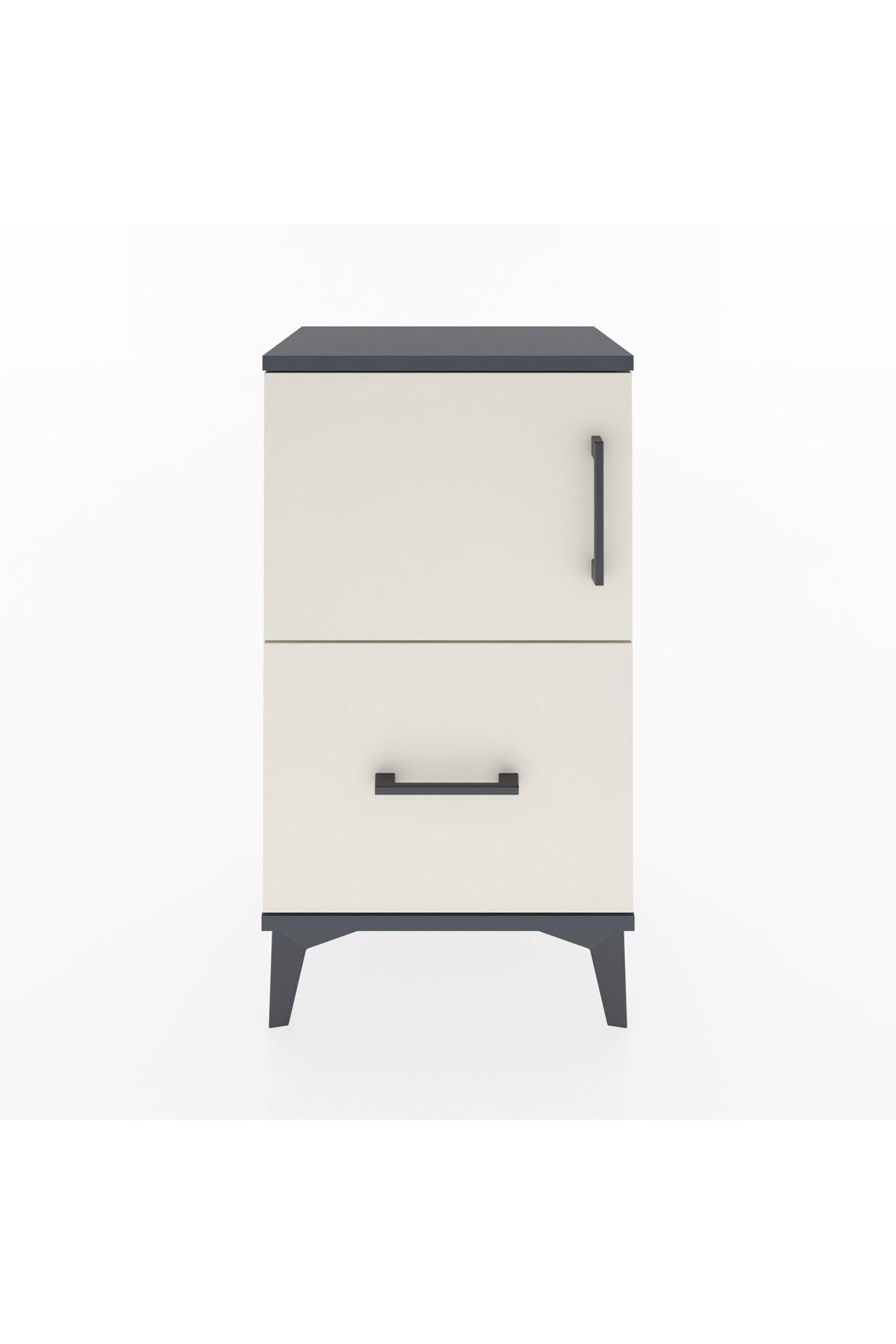 Arges Komodin 2 Raflı Tek Çekmeceli Tek Kapaklı 44x30x80 Antrasit-Aytaşı
