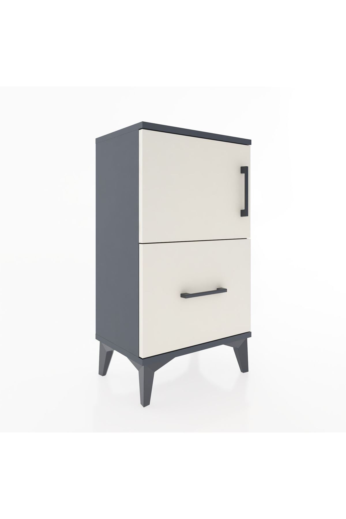 Arges Komodin 2 Raflı Tek Çekmeceli Tek Kapaklı 44x30x80 Antrasit-Aytaşı
