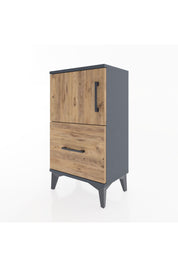 Arges Komodin 2 Raflı Tek Çekmeceli Tek Kapaklı 44x30x80 Antrasit-Çam