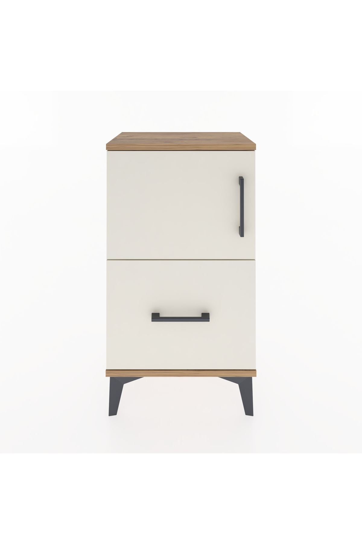 Arges Komodin 2 Raflı Tek Çekmeceli Tek Kapaklı 44x30x80 Çam-Aytaşı