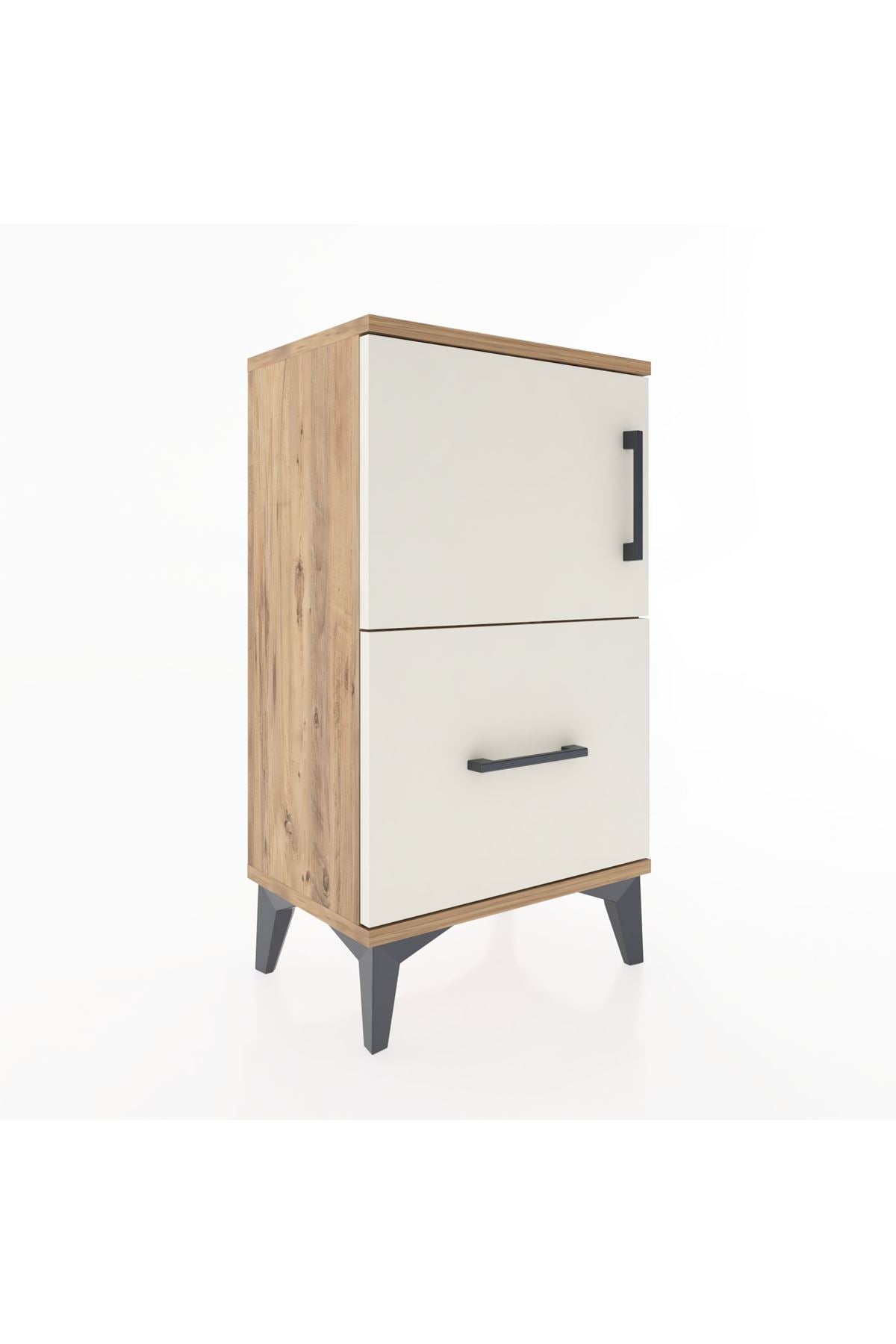 Arges Komodin 2 Raflı Tek Çekmeceli Tek Kapaklı 44x30x80 Çam-Aytaşı