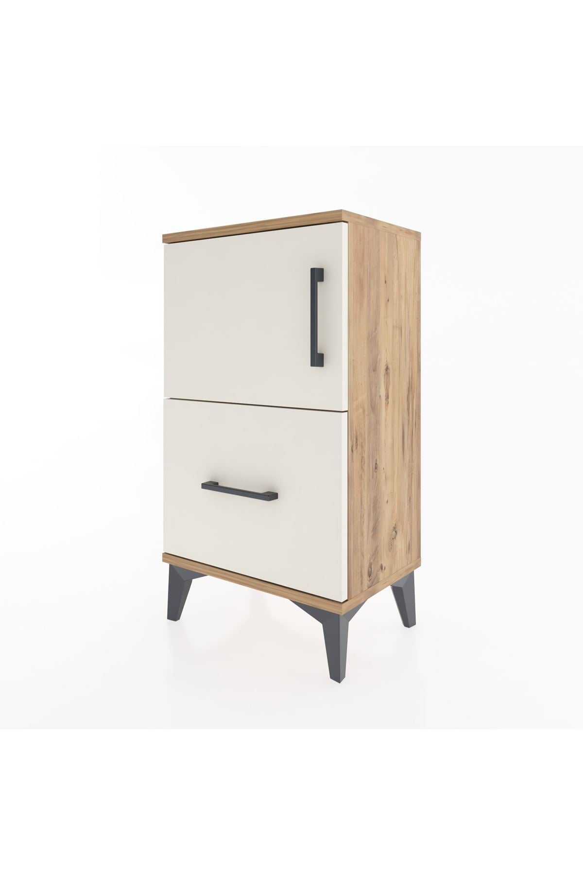 Arges Komodin 2 Raflı Tek Çekmeceli Tek Kapaklı 44x30x80 Çam-Aytaşı