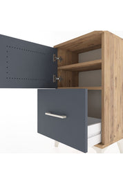 Arges Komodin 2 Raflı Tek Çekmeceli Tek Kapaklı 44x30x80 Çam-Antrasit