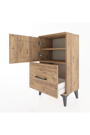 Arges Komodin 2 Raflı Tek Çekmeceli Tek Kapaklı 44x30x80 Çam-Çam