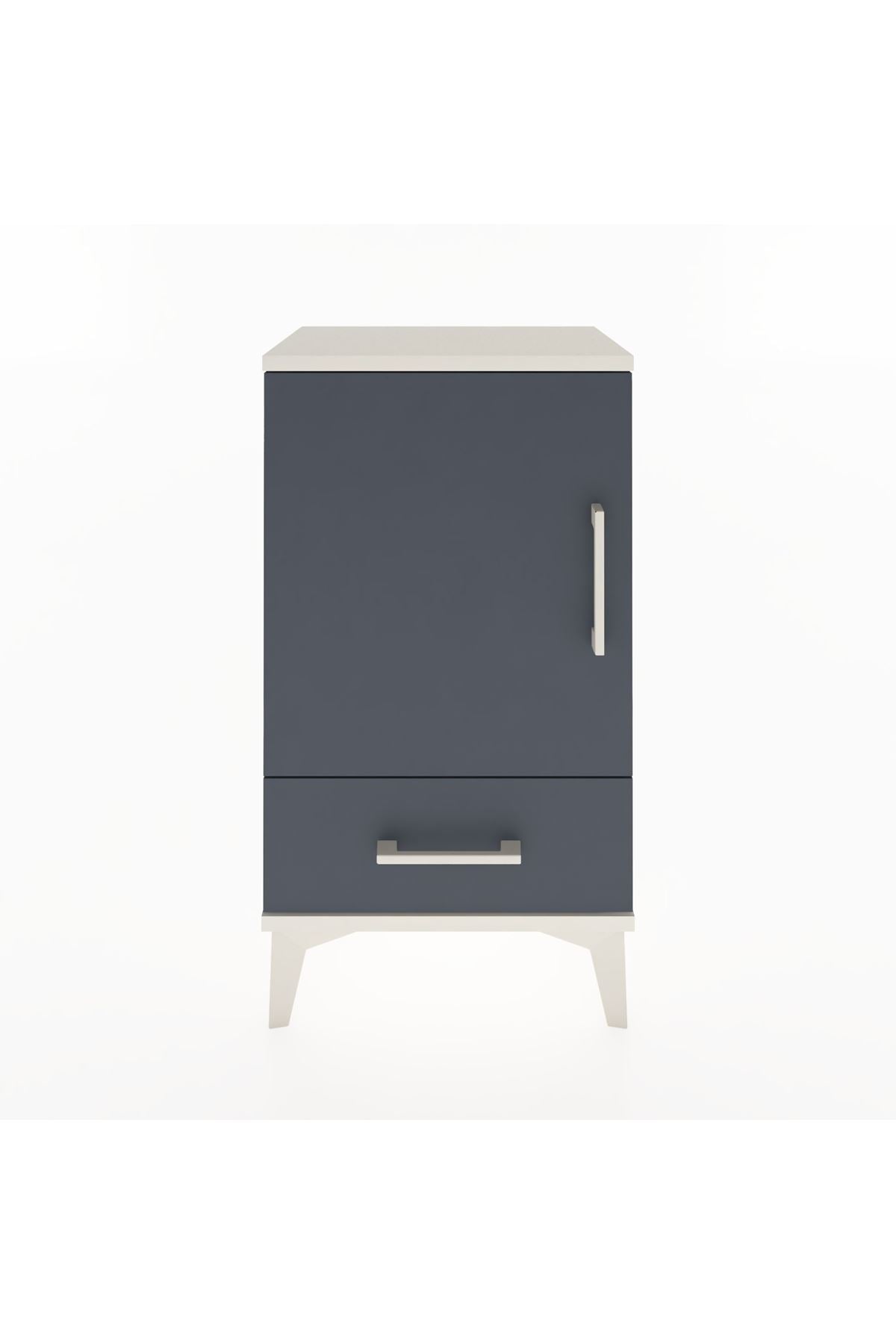 Arges Komodin 2 Raflı Tek Çekmeceli Tek Kapaklı 44x30x80 Aytaşı-Antrasit