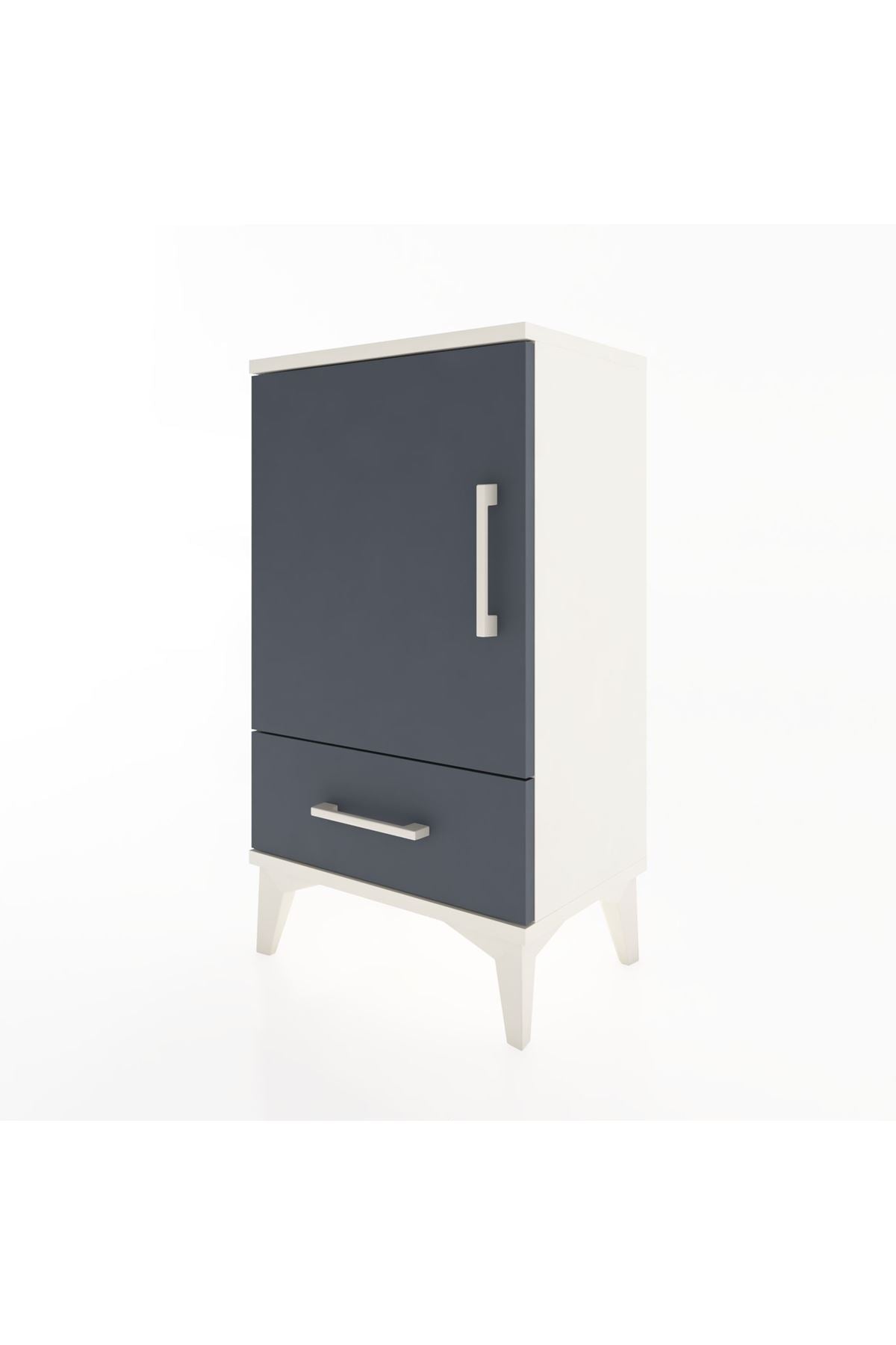 Arges Komodin 2 Raflı Tek Çekmeceli Tek Kapaklı 44x30x80 Aytaşı-Antrasit