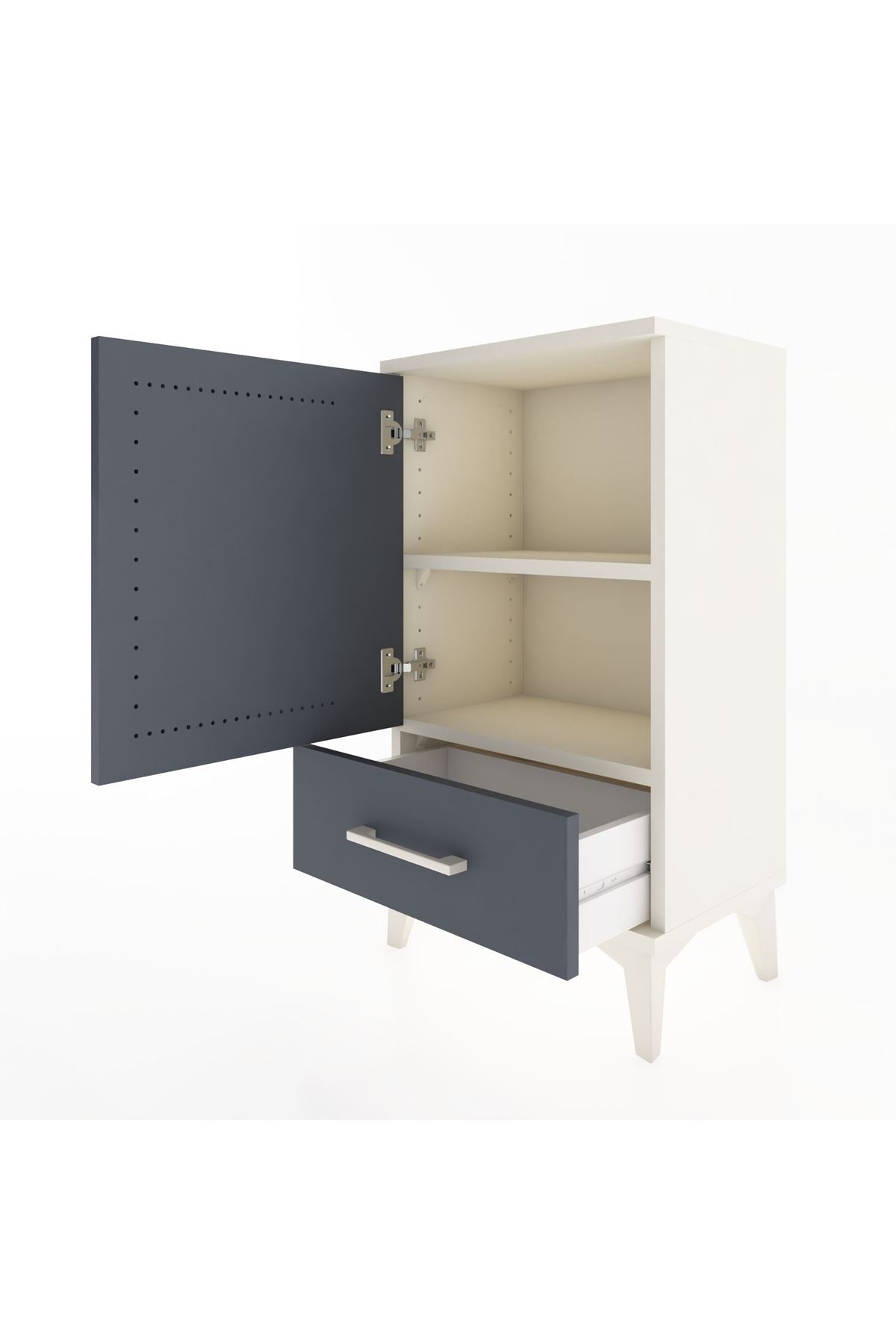 Arges Komodin 2 Raflı Tek Çekmeceli Tek Kapaklı 44x30x80 Aytaşı-Antrasit