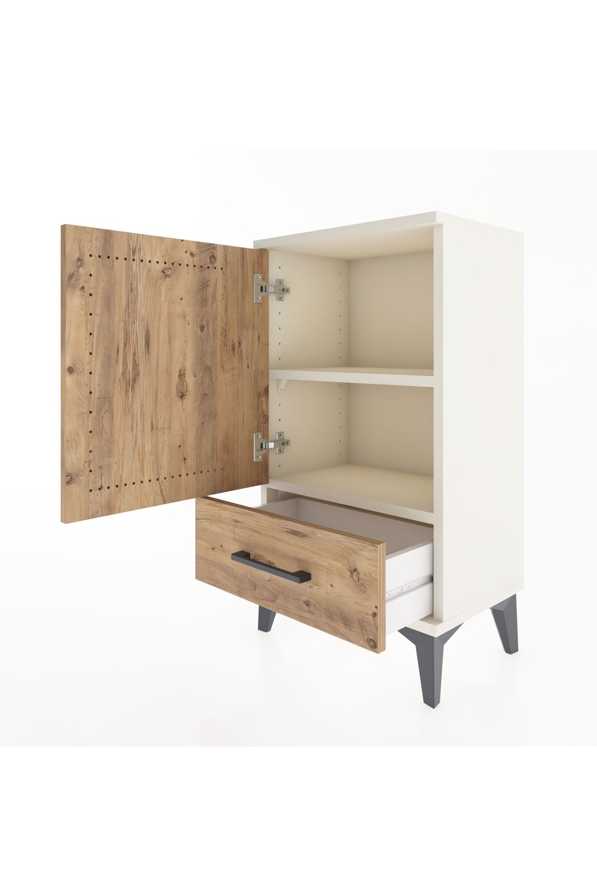 Arges Komodin 2 Raflı Tek Çekmeceli Tek Kapaklı 44x30x80 Aytaşı-Çam