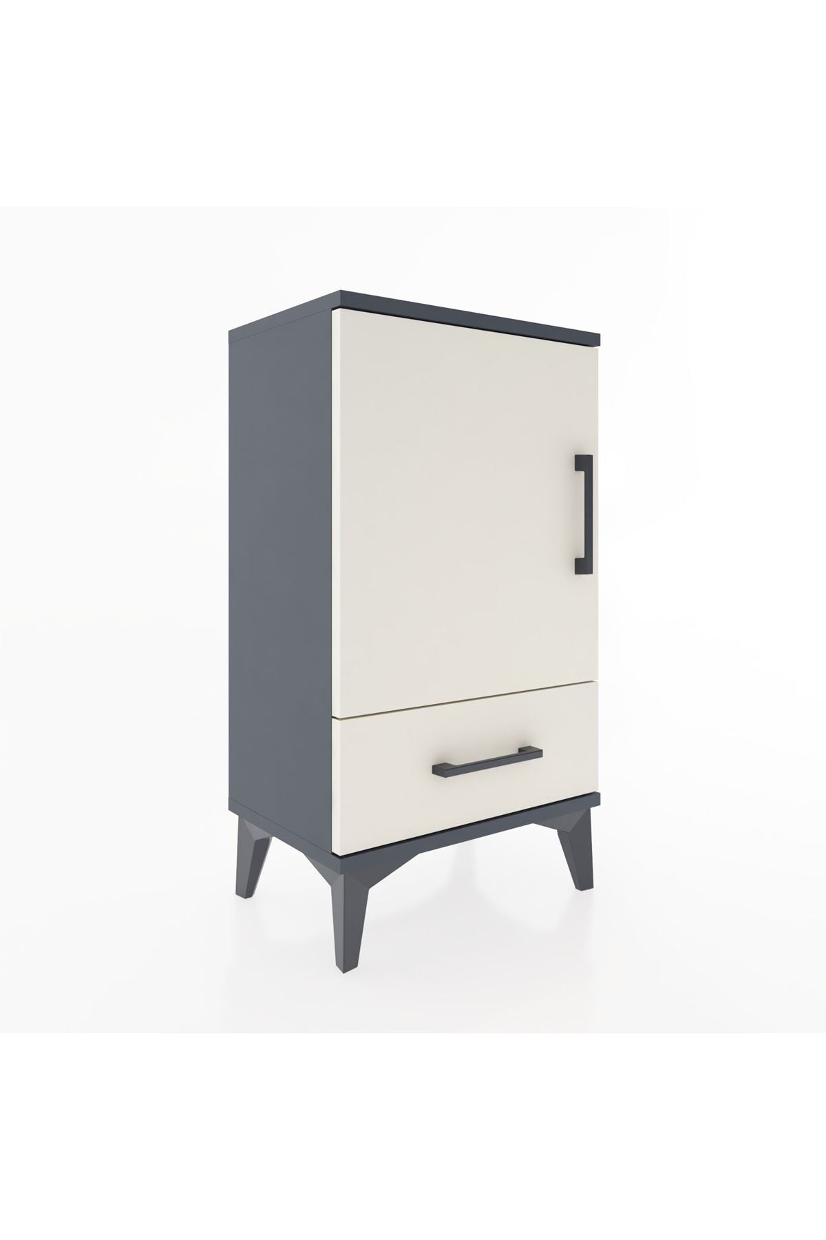 Arges Komodin 2 Raflı Tek Çekmeceli Tek Kapaklı 44x30x80 Antrasit-Aytaşı