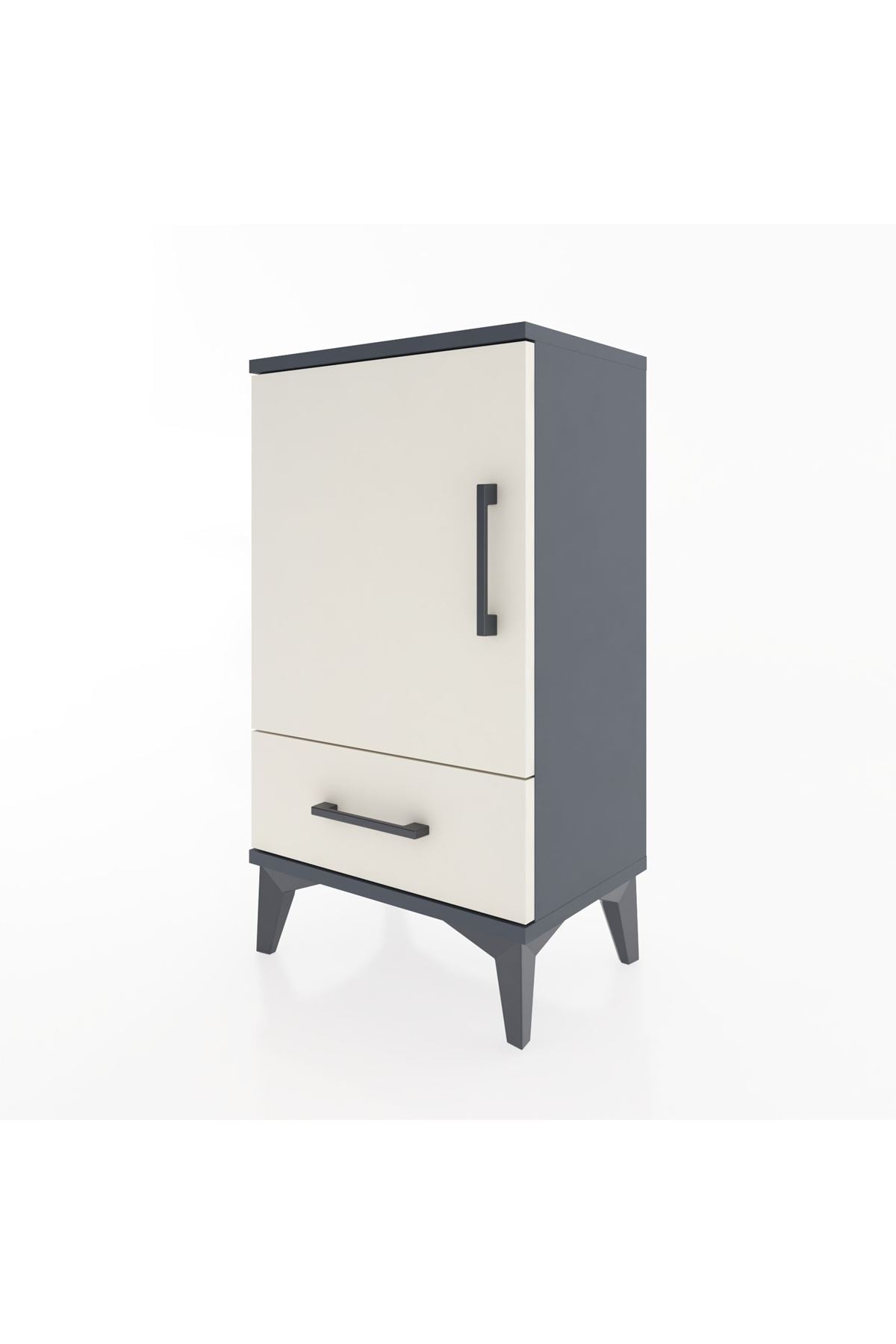 Arges Komodin 2 Raflı Tek Çekmeceli Tek Kapaklı 44x30x80 Antrasit-Aytaşı