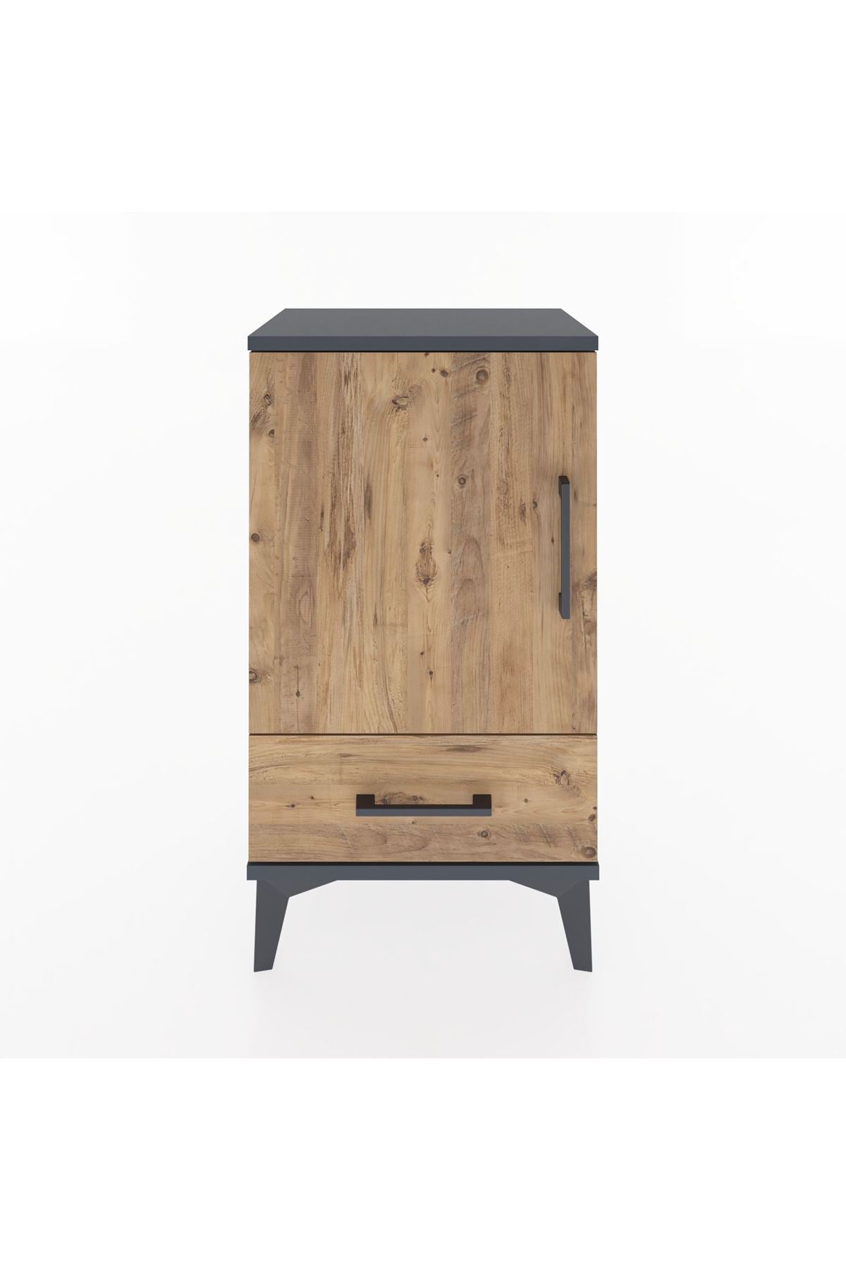 Arges Komodin 2 Raflı Tek Çekmeceli Tek Kapaklı 44x30x80 Antrasit-Çam