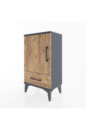 Arges Komodin 2 Raflı Tek Çekmeceli Tek Kapaklı 44x30x80 Antrasit-Çam