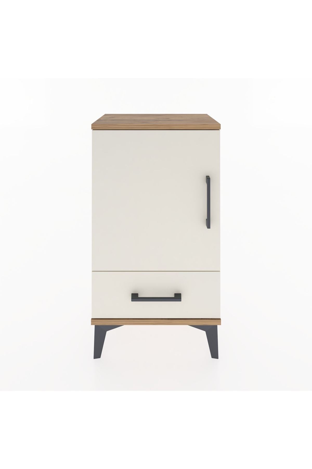 Arges Komodin 2 Raflı Tek Çekmeceli Tek Kapaklı 44x30x80 Çam-Aytaşı