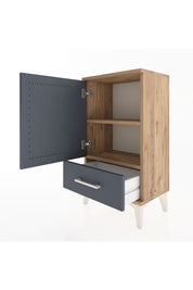 Arges Komodin 2 Raflı Tek Çekmeceli Tek Kapaklı 44x30x80 Çam-Antrasit