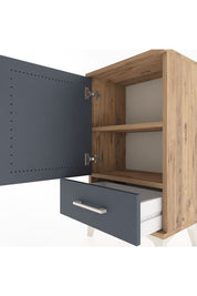 Arges Komodin 2 Raflı Tek Çekmeceli Tek Kapaklı 44x30x80 Çam-Antrasit