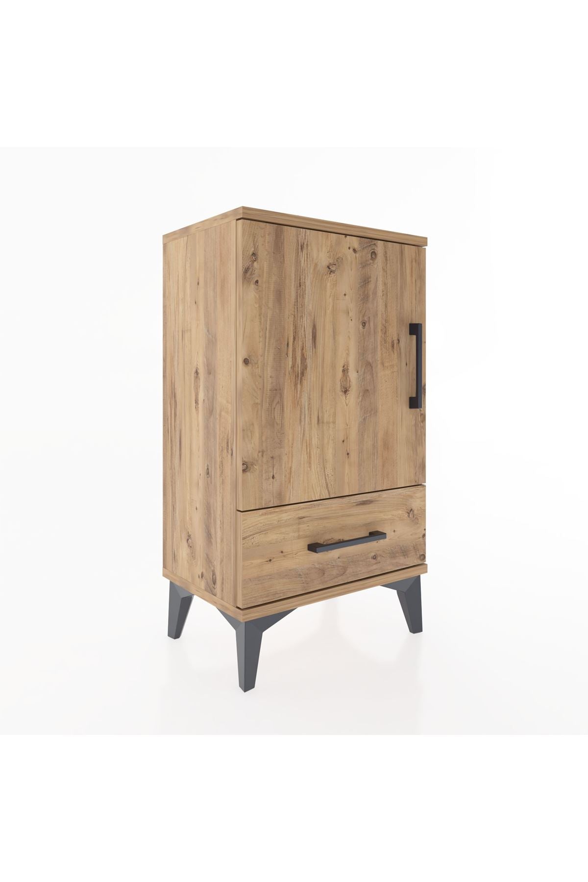 Arges Komodin 2 Raflı Tek Çekmeceli Tek Kapaklı 44x30x80 Çam-Çam