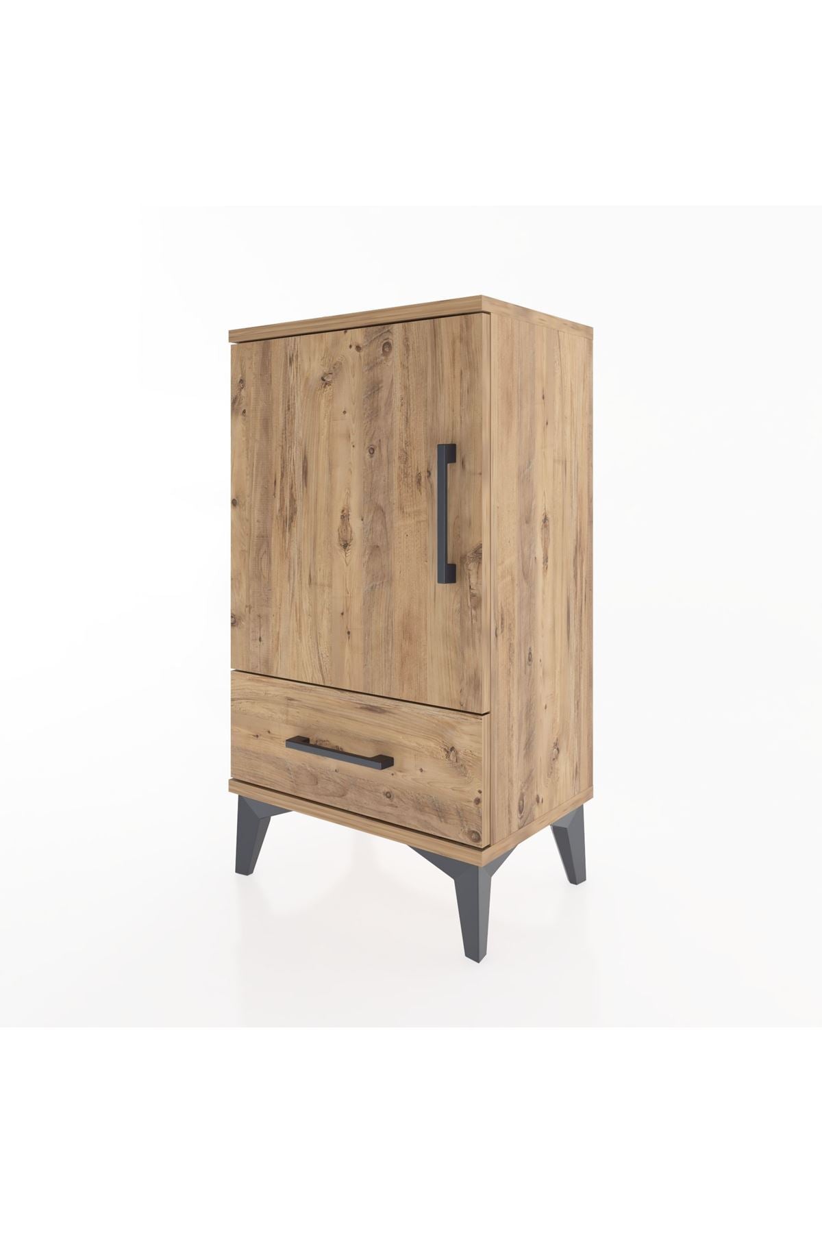 Arges Komodin 2 Raflı Tek Çekmeceli Tek Kapaklı 44x30x80 Çam-Çam