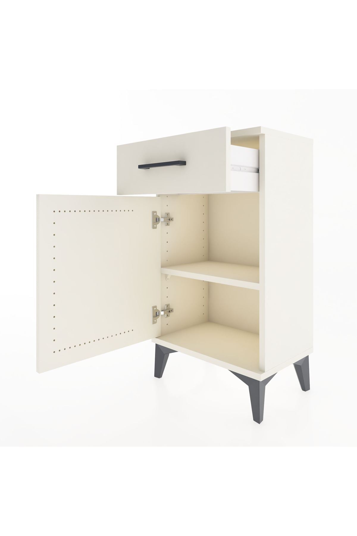 Arges Komodin Tek Raflı Tek Çekmeceli Tek Kapaklı 44x30x80 Aytaşı-Aytaşı