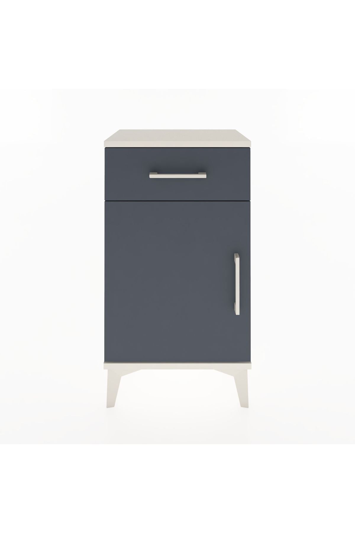 Arges Komodin Tek Raflı Tek Çekmeceli Tek Kapaklı 44x30x80 Aytaşı-Antrasit