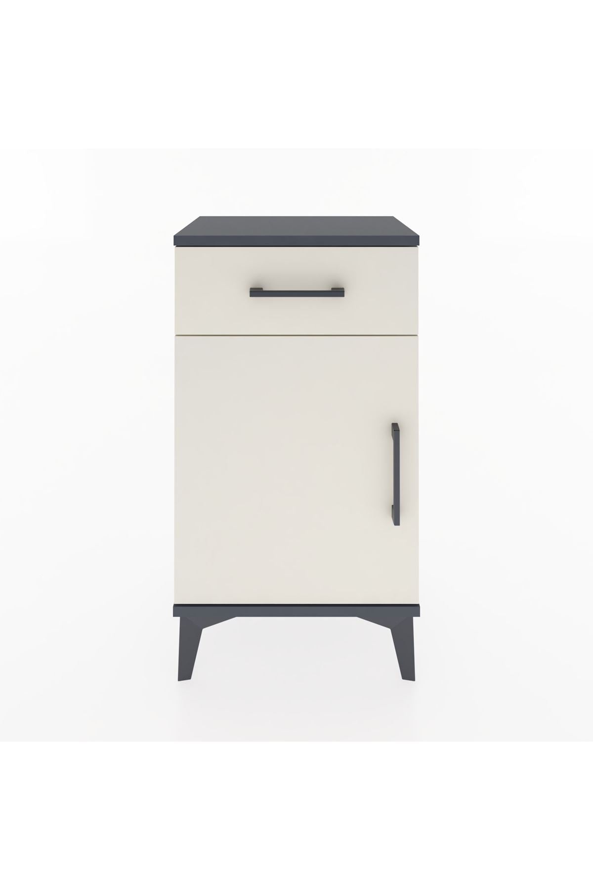 Arges Komodin Tek Raflı Tek Çekmeceli Tek Kapaklı 44x30x80 Antrasit-Aytaşı