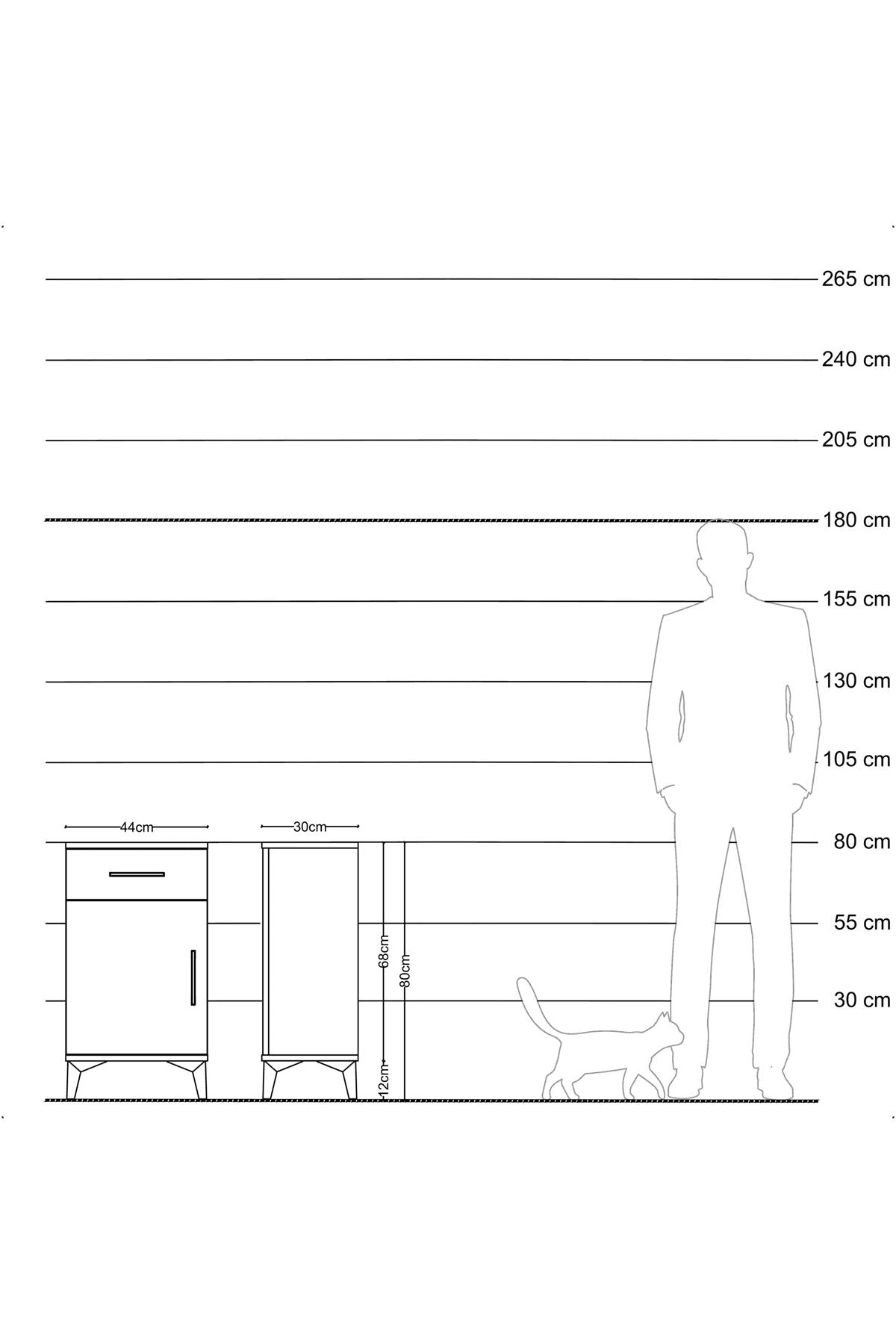 Arges Komodin Tek Raflı Tek Çekmeceli Tek Kapaklı 44x30x80 Antrasit-Antrasit