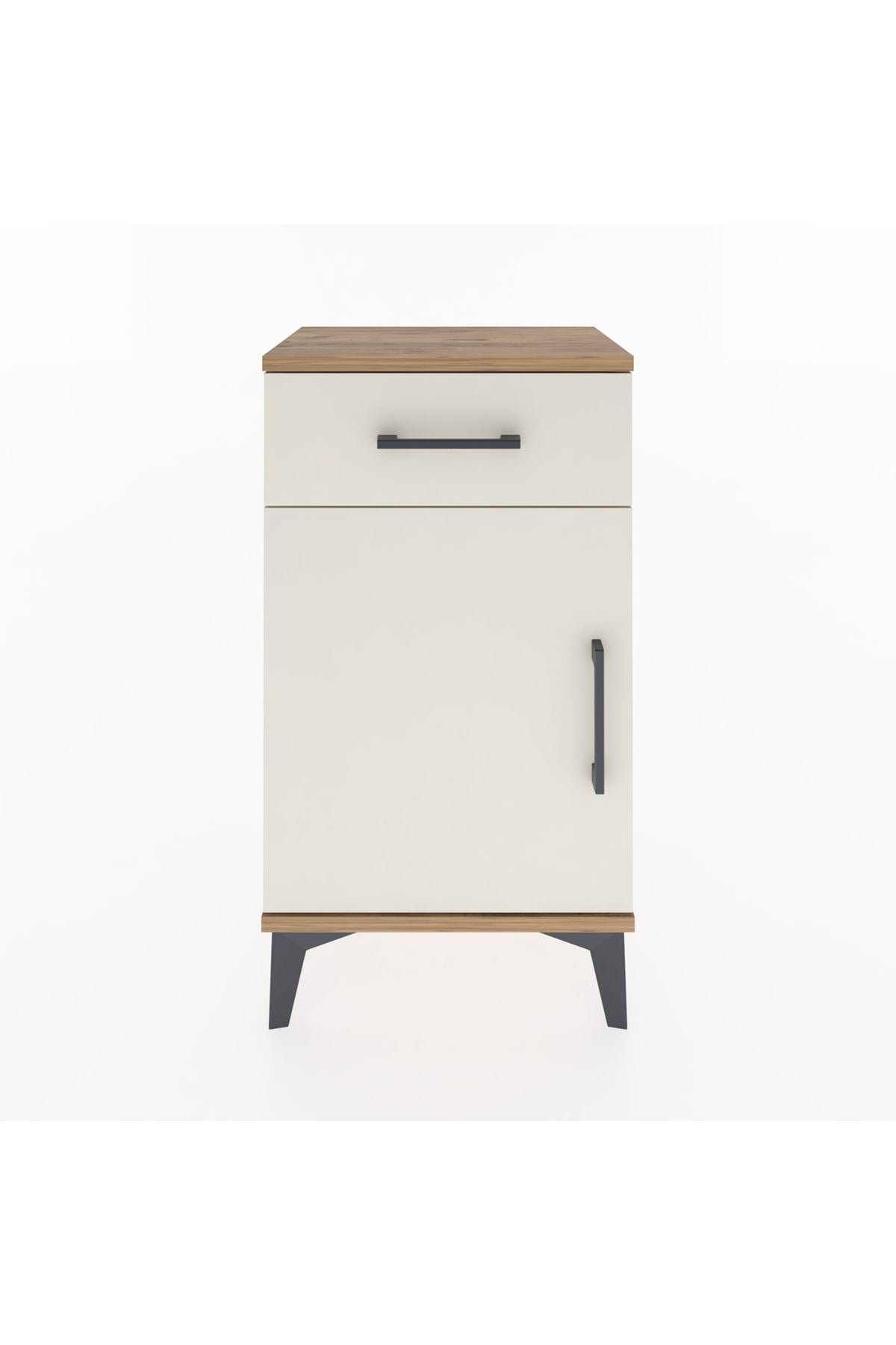 Arges Komodin Tek Raflı Tek Çekmeceli Tek Kapaklı 44x30x80 Çam-Aytaşı