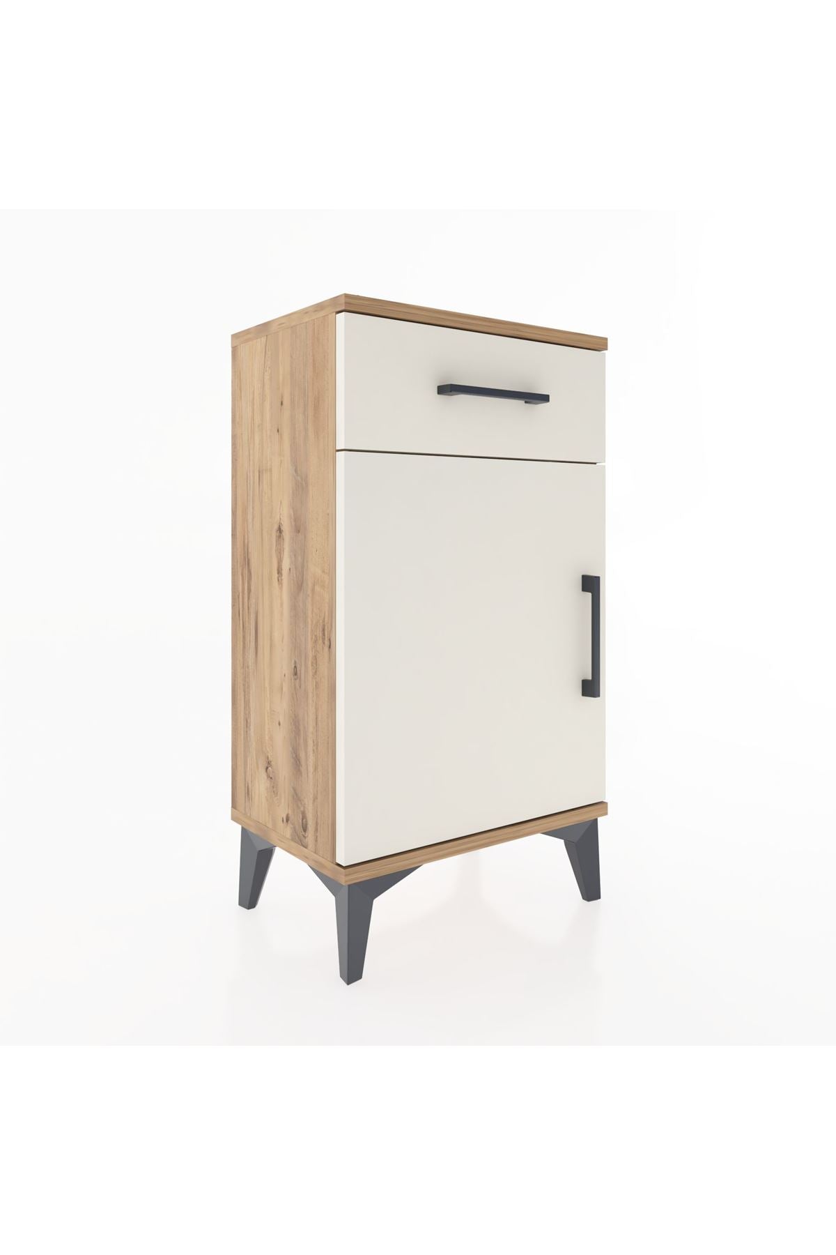 Arges Komodin Tek Raflı Tek Çekmeceli Tek Kapaklı 44x30x80 Çam-Aytaşı