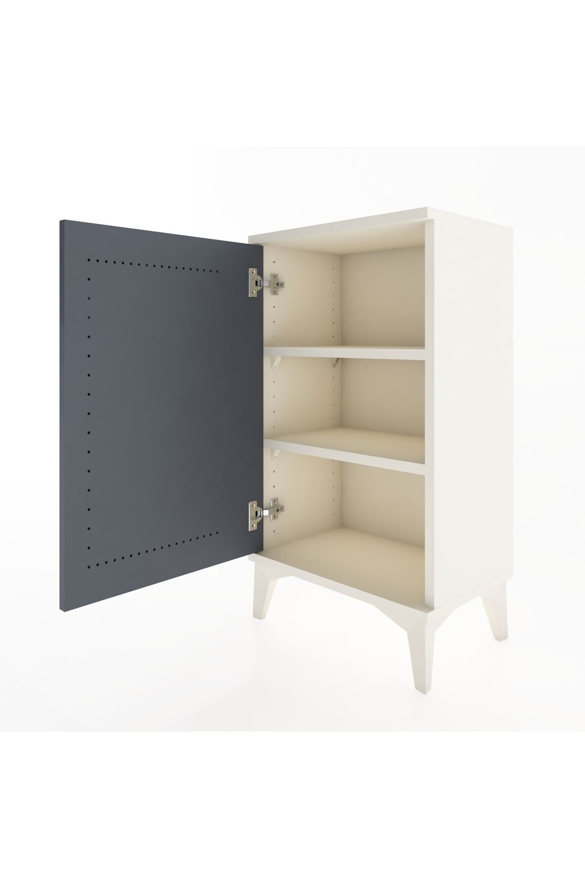 Arges Komodin 2 Raflı Tek Kapaklı 44x30x80 Aytaşı-Antrasit