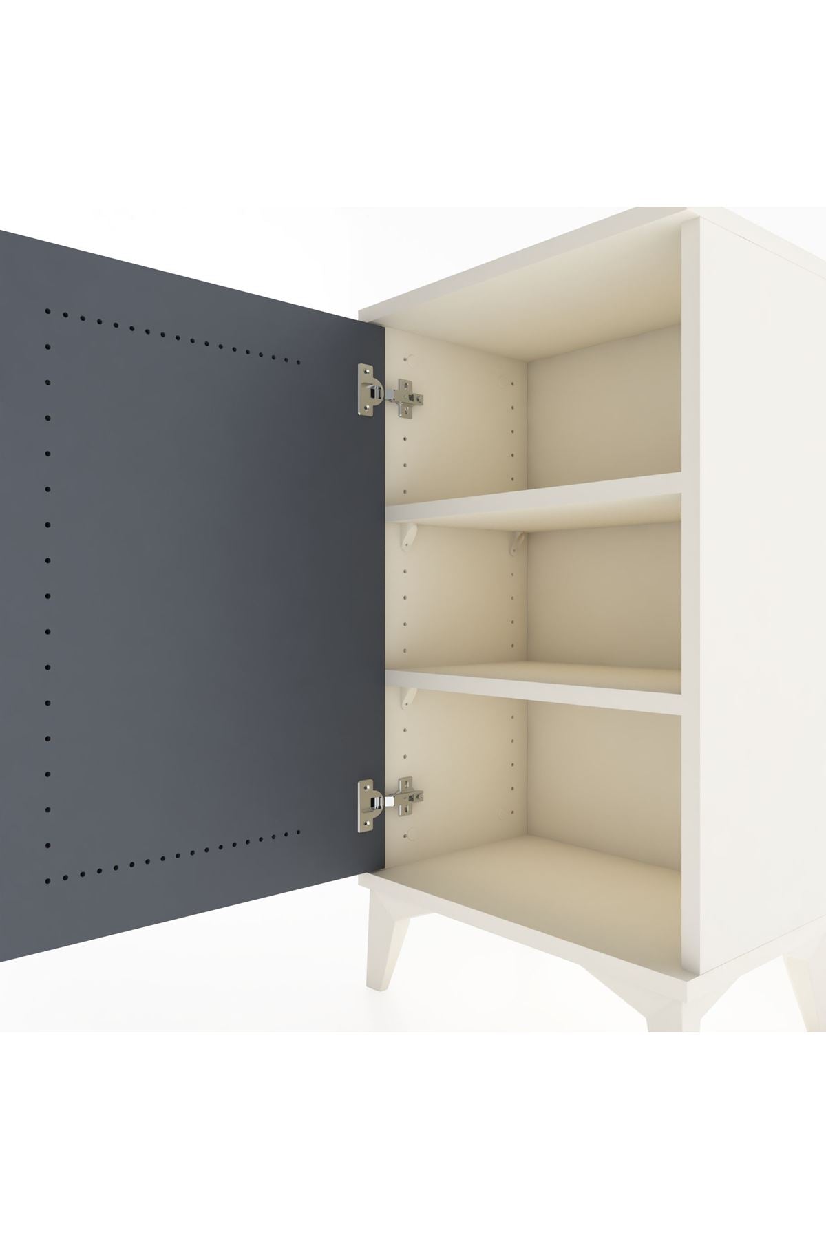 Arges Komodin 2 Raflı Tek Kapaklı 44x30x80 Aytaşı-Antrasit