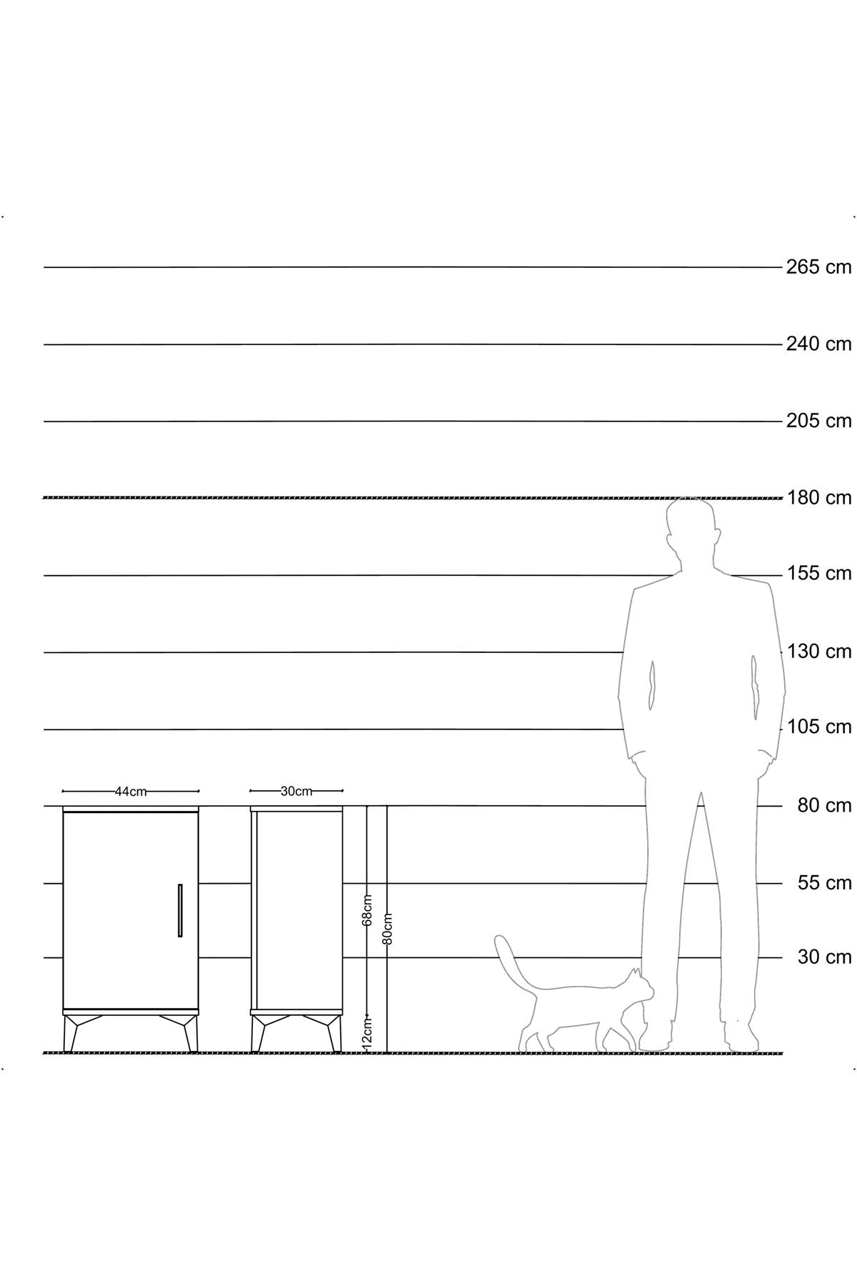Arges Komodin 2 Raflı Tek Kapaklı 44x30x80 Aytaşı-Antrasit