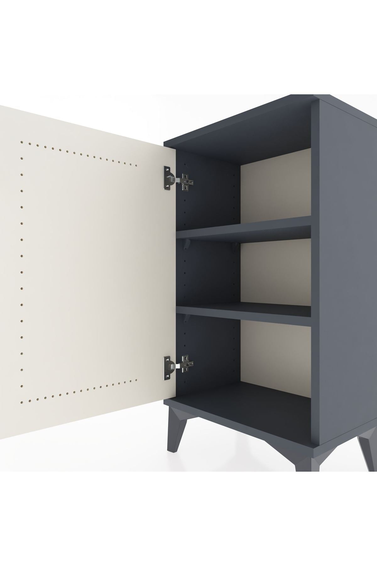 Arges Komodin 2 Raflı Tek Kapaklı 44x30x80 Antrasit-Aytaşı