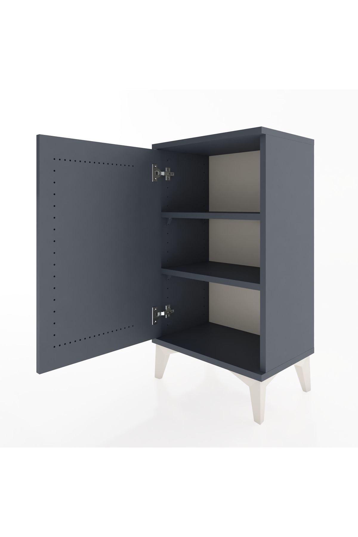 Arges Komodin 2 Raflı Tek Kapaklı 44x30x80 Antrasit-Antrasit