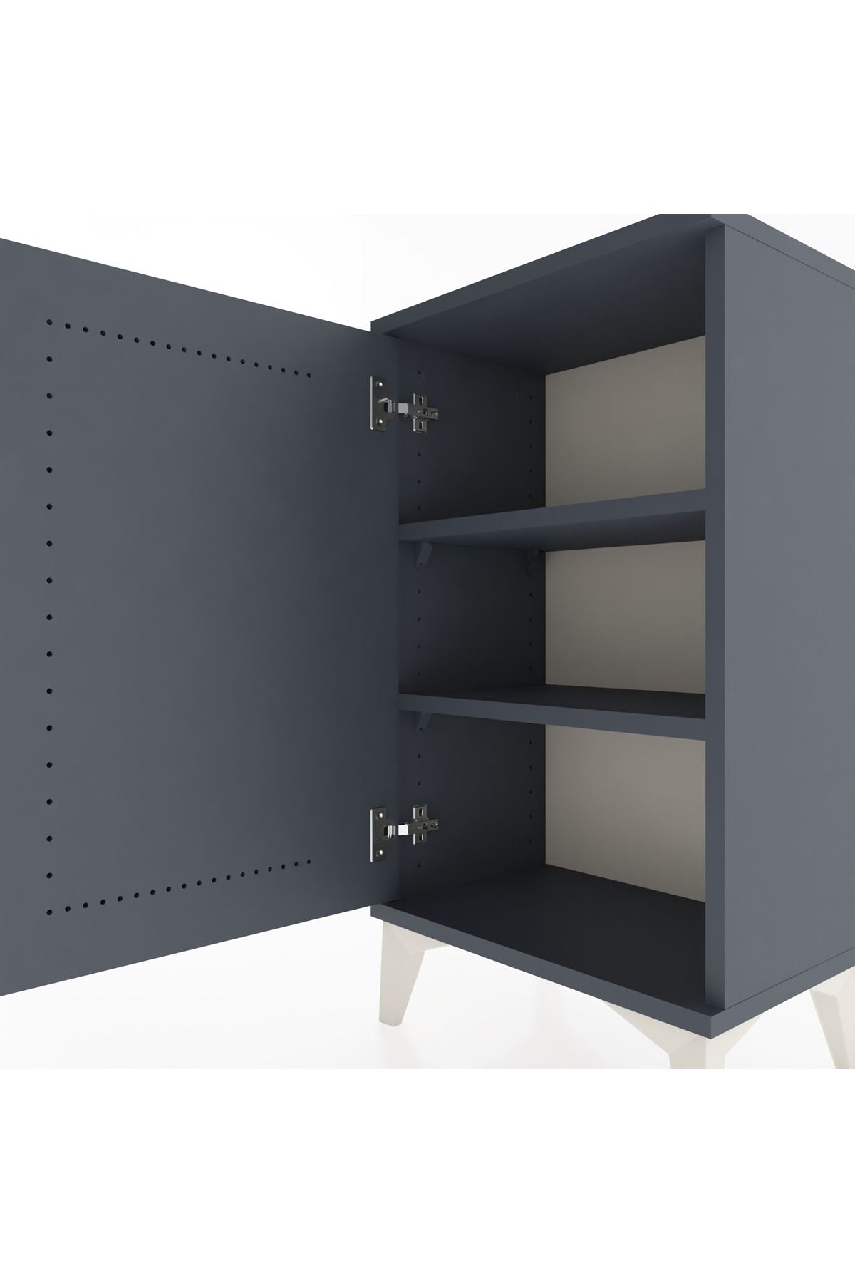 Arges Komodin 2 Raflı Tek Kapaklı 44x30x80 Antrasit-Antrasit