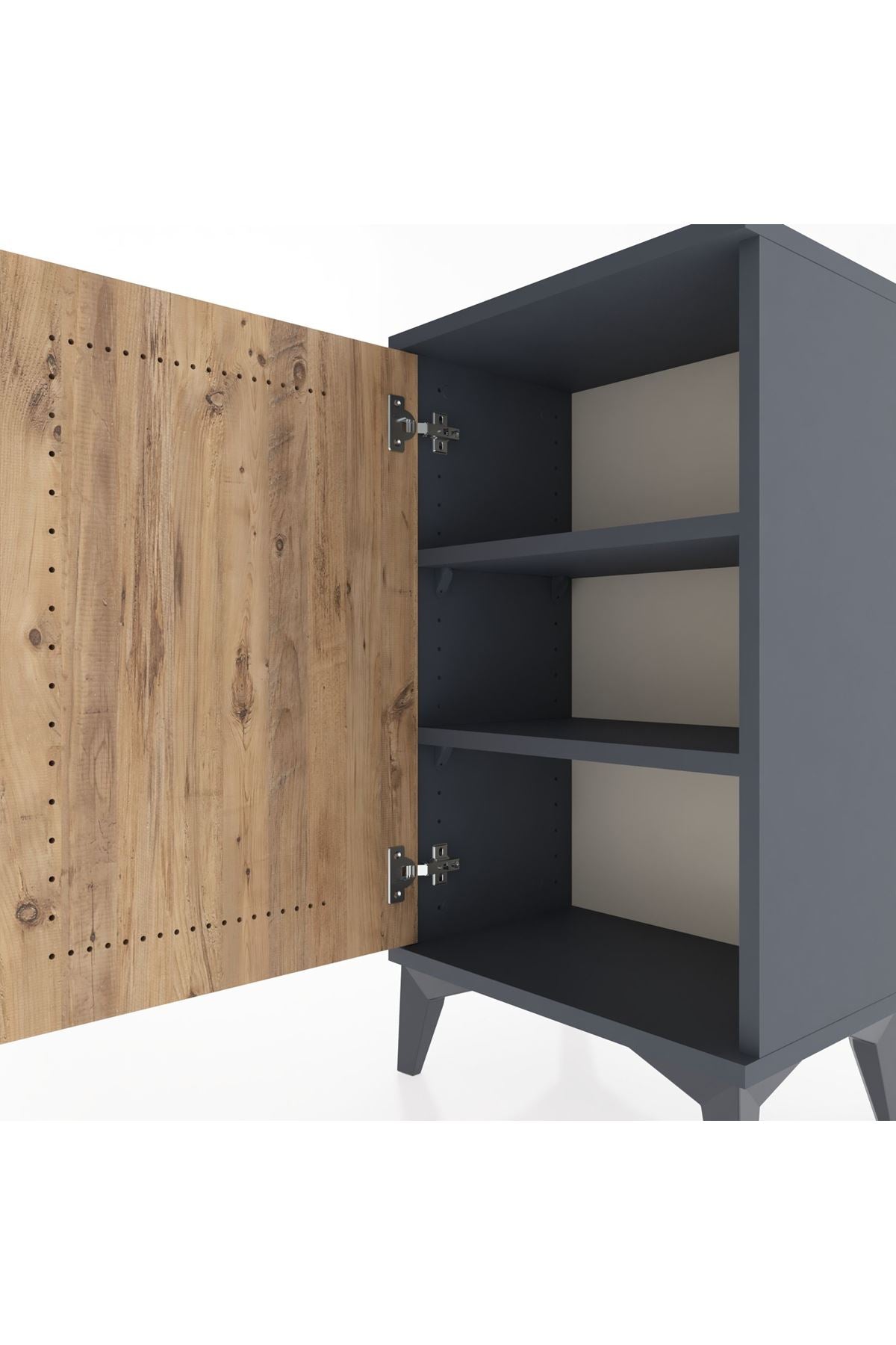 Arges Komodin 2 Raflı Tek Kapaklı 44x30x80 Antrasit-Çam