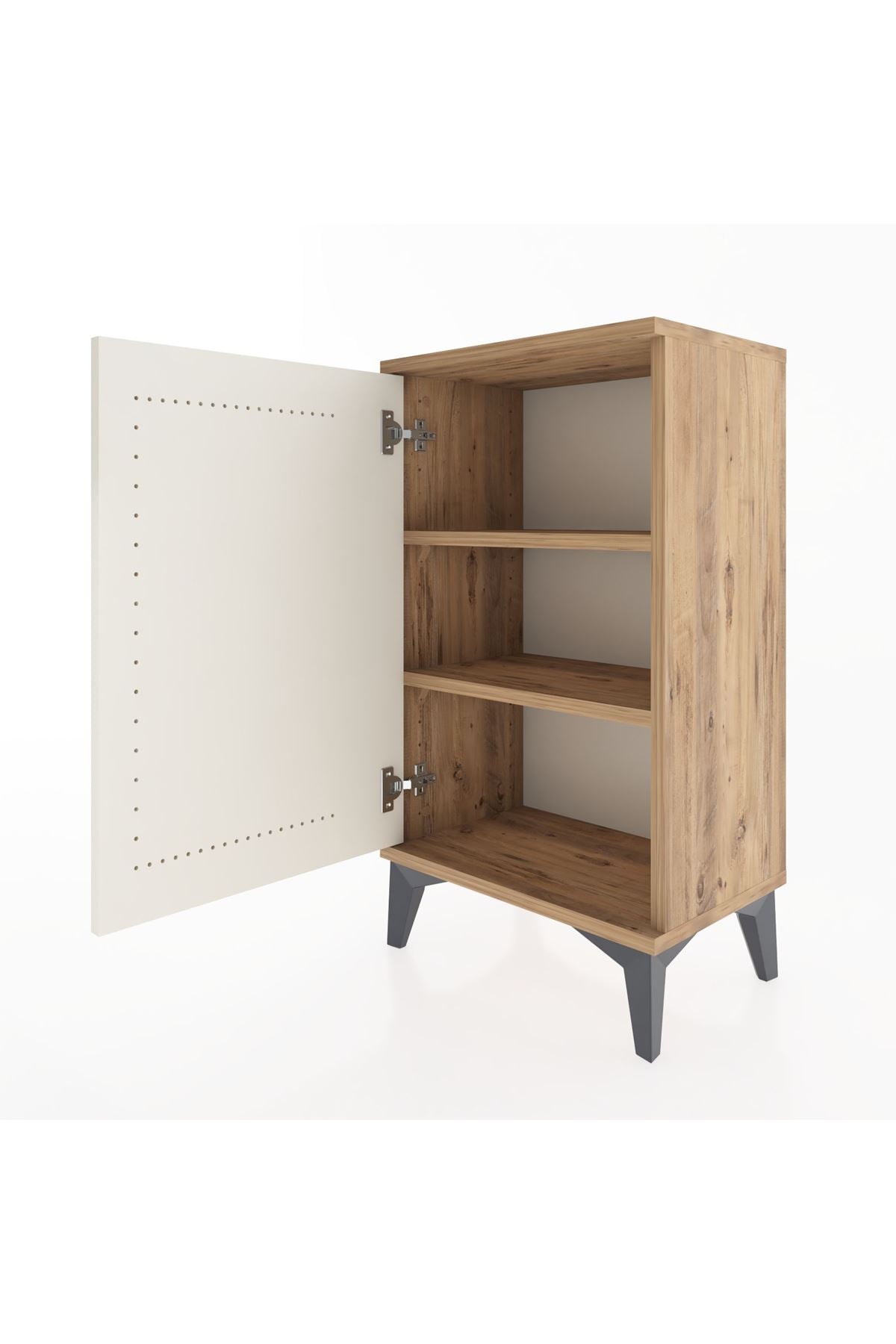 Arges Komodin 2 Raflı Tek Kapaklı 44x30x80 Çam-Aytaşı