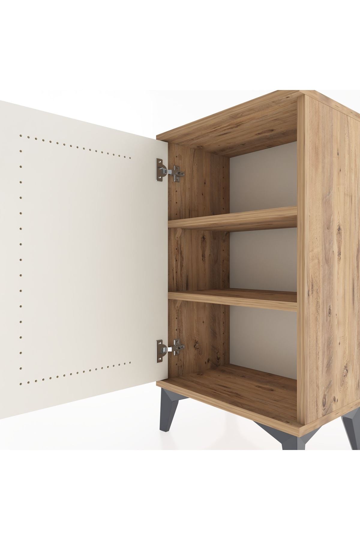 Arges Komodin 2 Raflı Tek Kapaklı 44x30x80 Çam-Aytaşı