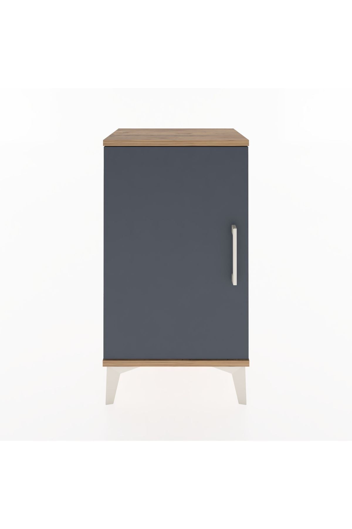 Arges Komodin 2 Raflı Tek Kapaklı 44x30x80 Çam-Antrasit