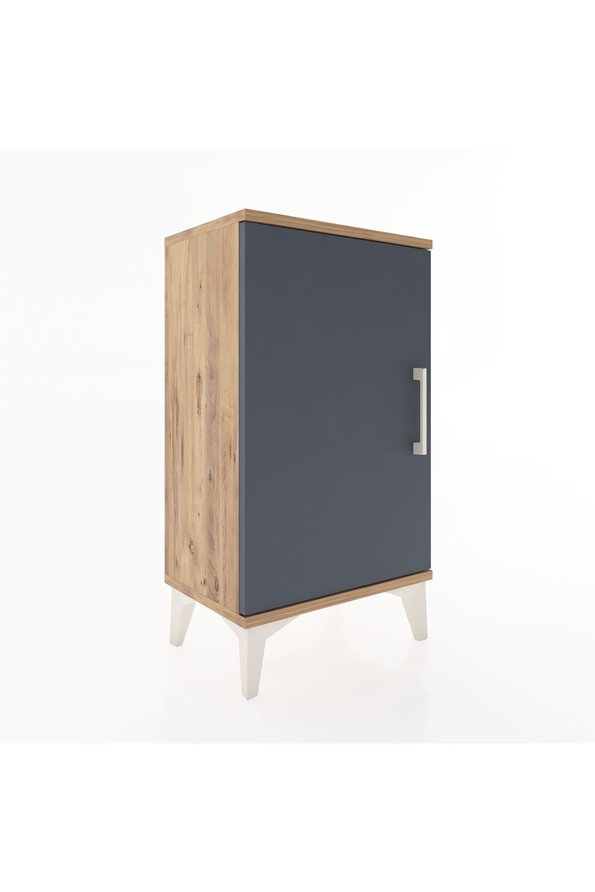 Arges Komodin 2 Raflı Tek Kapaklı 44x30x80 Çam-Antrasit