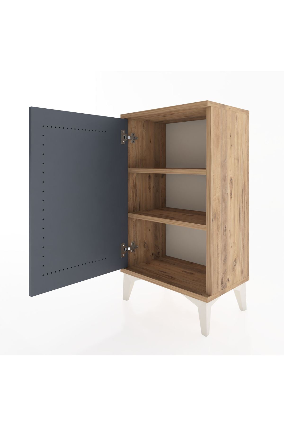 Arges Komodin 2 Raflı Tek Kapaklı 44x30x80 Çam-Antrasit