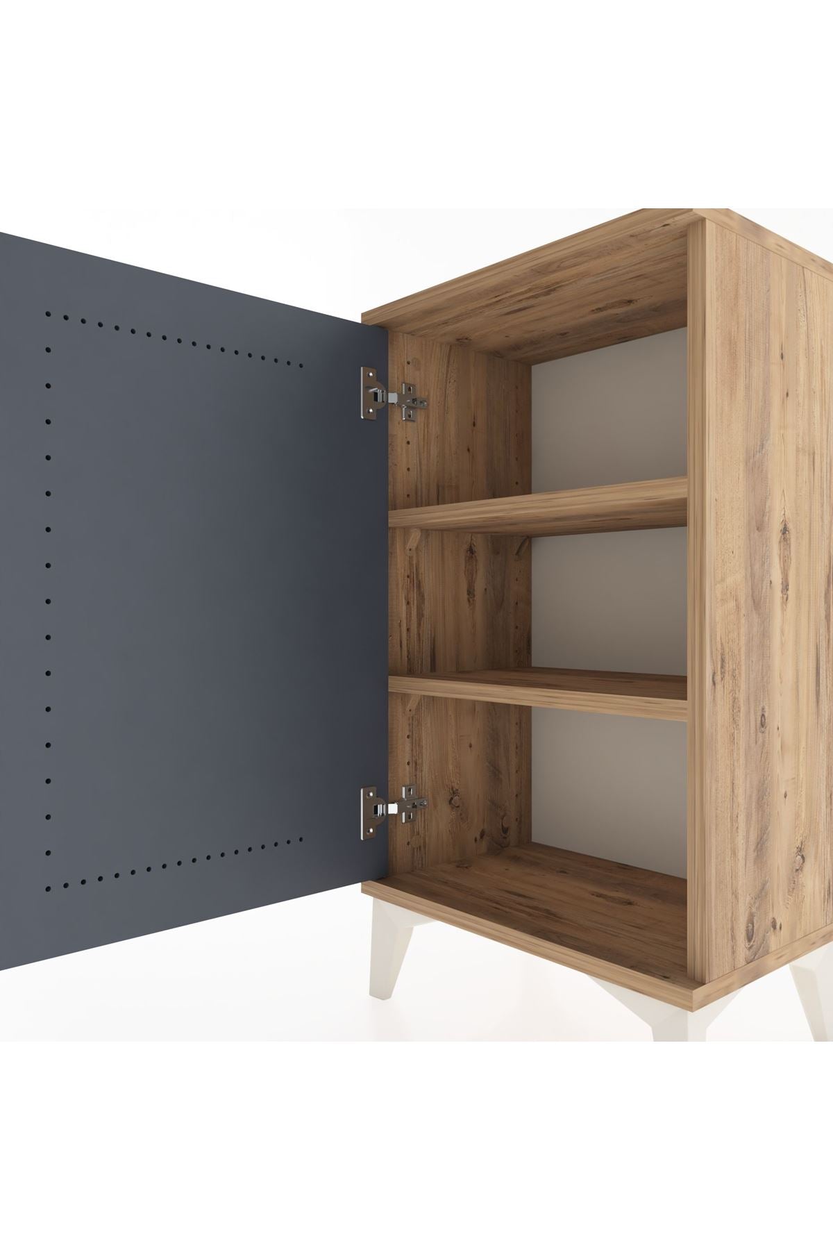 Arges Komodin 2 Raflı Tek Kapaklı 44x30x80 Çam-Antrasit